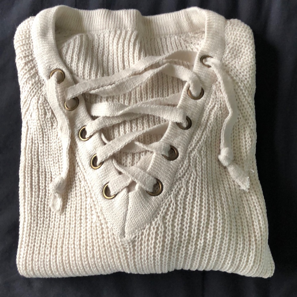 NEW! Lace Up Sweater